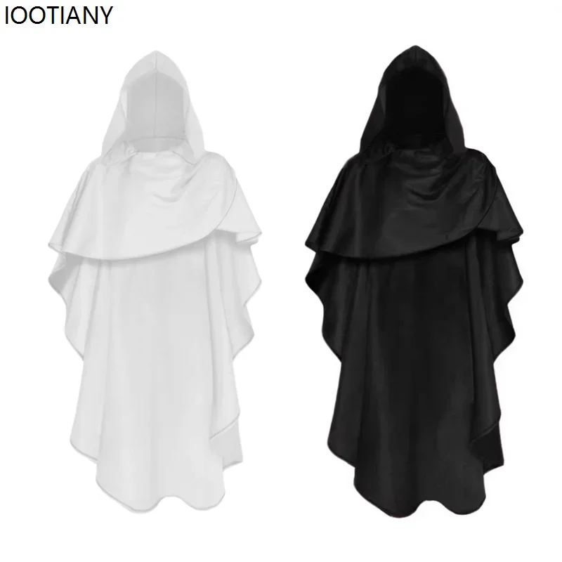 КосплейСредневековый рыцарь крестоносцев Косплей Плащ для взрослых Монах накидка с капюшоном Готический унисекс Платье волшебника Карнавальная вечеринка Необычные