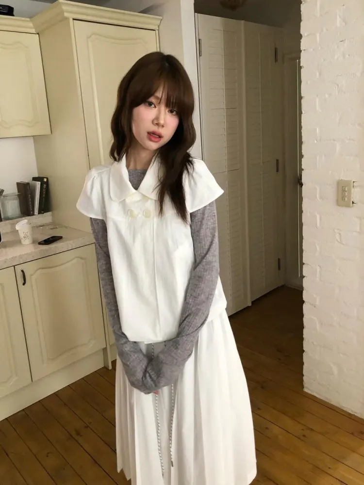 

Summer 2025 New Sle ort Sve irt Women's Faion Japanese Sle Small Size Girl Feeling Unique Super Beautiful Top