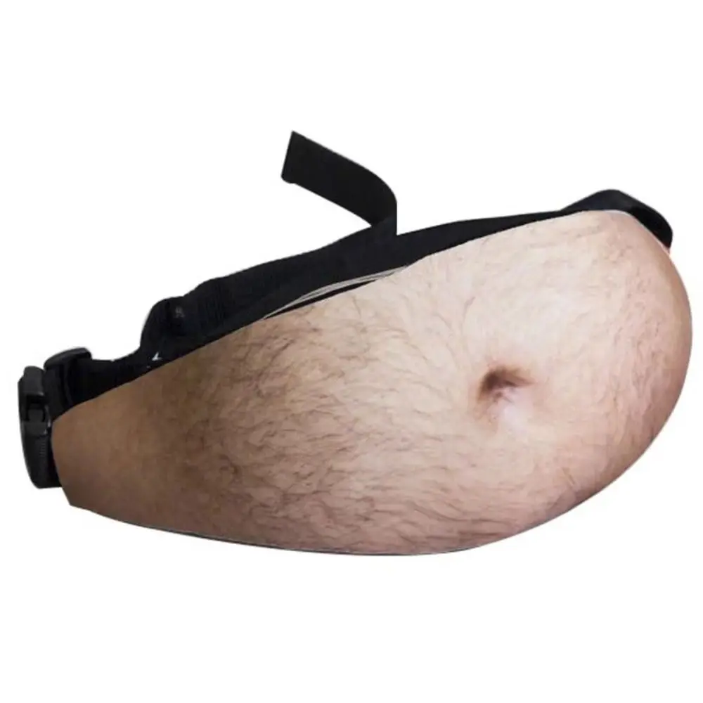Novelty Funny Belt Bag Creative 3D Belly Funny Pack Travel Waist Bag Men