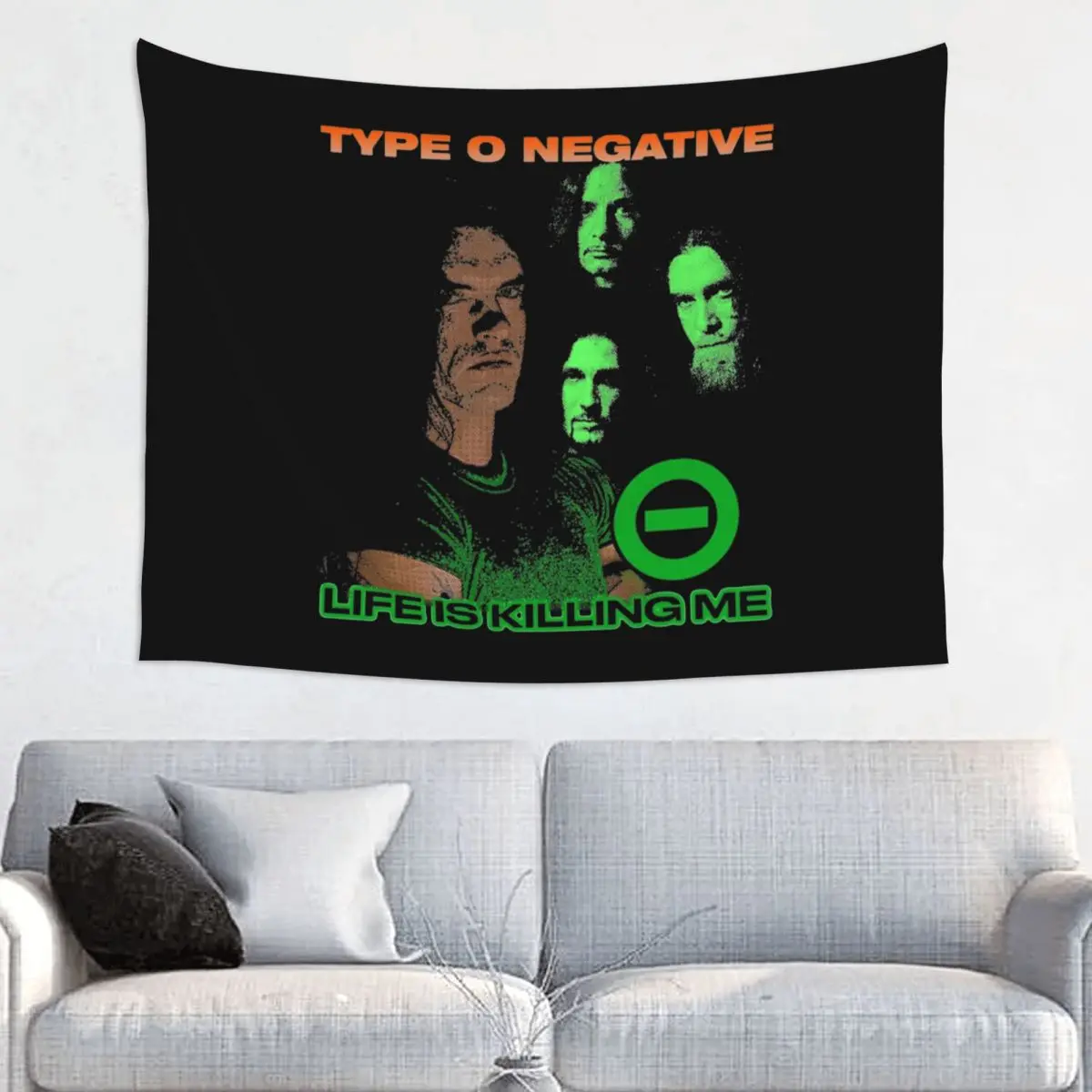 Type O Negative Life Is Killing Me Tapestry Hippie Wall Hanging Goth Music Decor for Bedroom Curtain Psychedelic Wall Tapestry