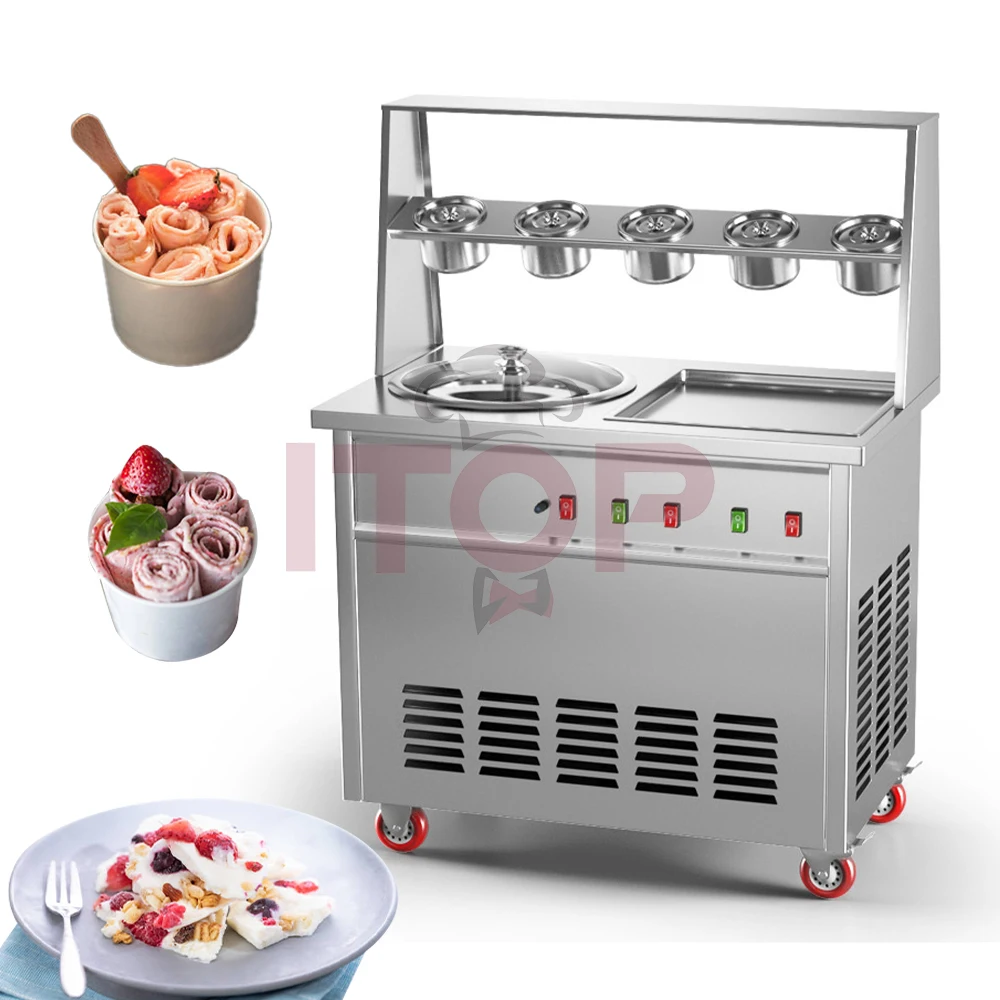 ITOP 1800W Rollo De Helado draagbare ijsmachine Enkele plaat Koken Dubbele plaat ijsroller