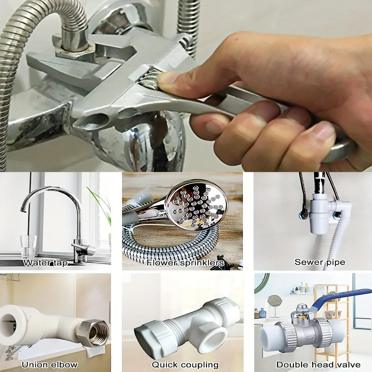 Adjustable Wide Jaw Wrench 16-68mm, Aluminum Alloy Bathroom Wrench for Plumbing Installation & Repair image 4