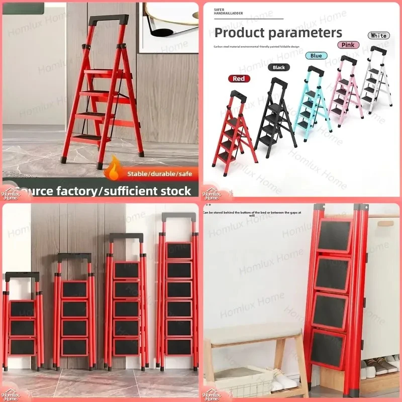 Folding Zigzag Ladder Home Step Stool Anti Slip Pedal Portable Multifunctional Indoor Outdoor Aluminum Extension Ladder for