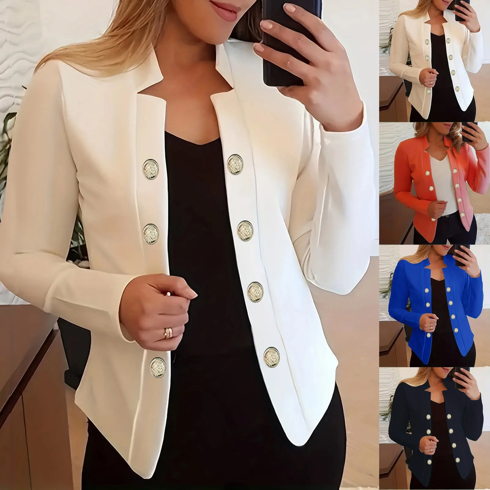 Spring Autumn Solid Women Blazer Fashion Single-Breasted Work Suits Outwear Elegant Solid Office Lady Casual Blazers Chaquetas