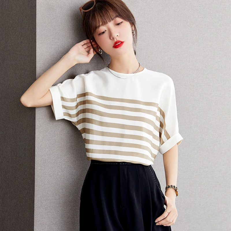 

New elegant Women Blouses ladies silk shirts Blusas Mujer short sleeve Shirts causal Tops