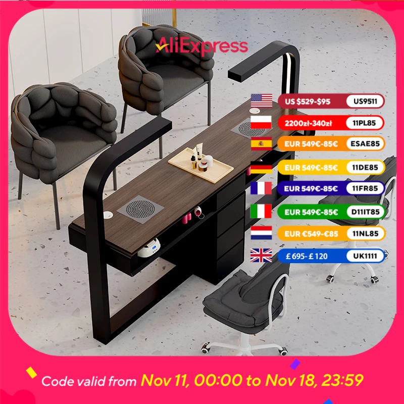 

Natural Professional Nail Table Wooden Oficce Beauty Designer Nail Desk Equipment Art Luxury Mesa Para Manicurista Furniture