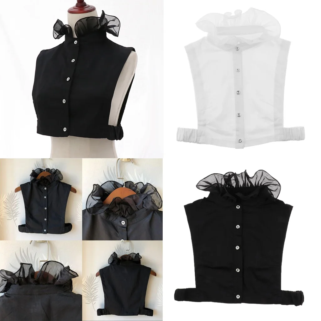 Chiffon Fake False Collar Adjustable Dickey Collar for Women White Blouse Decorative Party Accessory