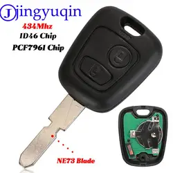 jingyuqin For Peugeot 406 407 408 607 2 Buttons Remote Car key Transponder Chip ID46 434Mhz&NE78 Blade Original keys