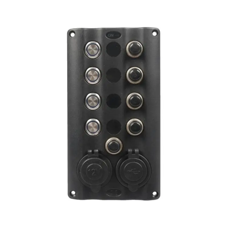31BC 6 Gang Marine Boat Stainless Steel Switches Panel with USB Chargers & 12V Socket