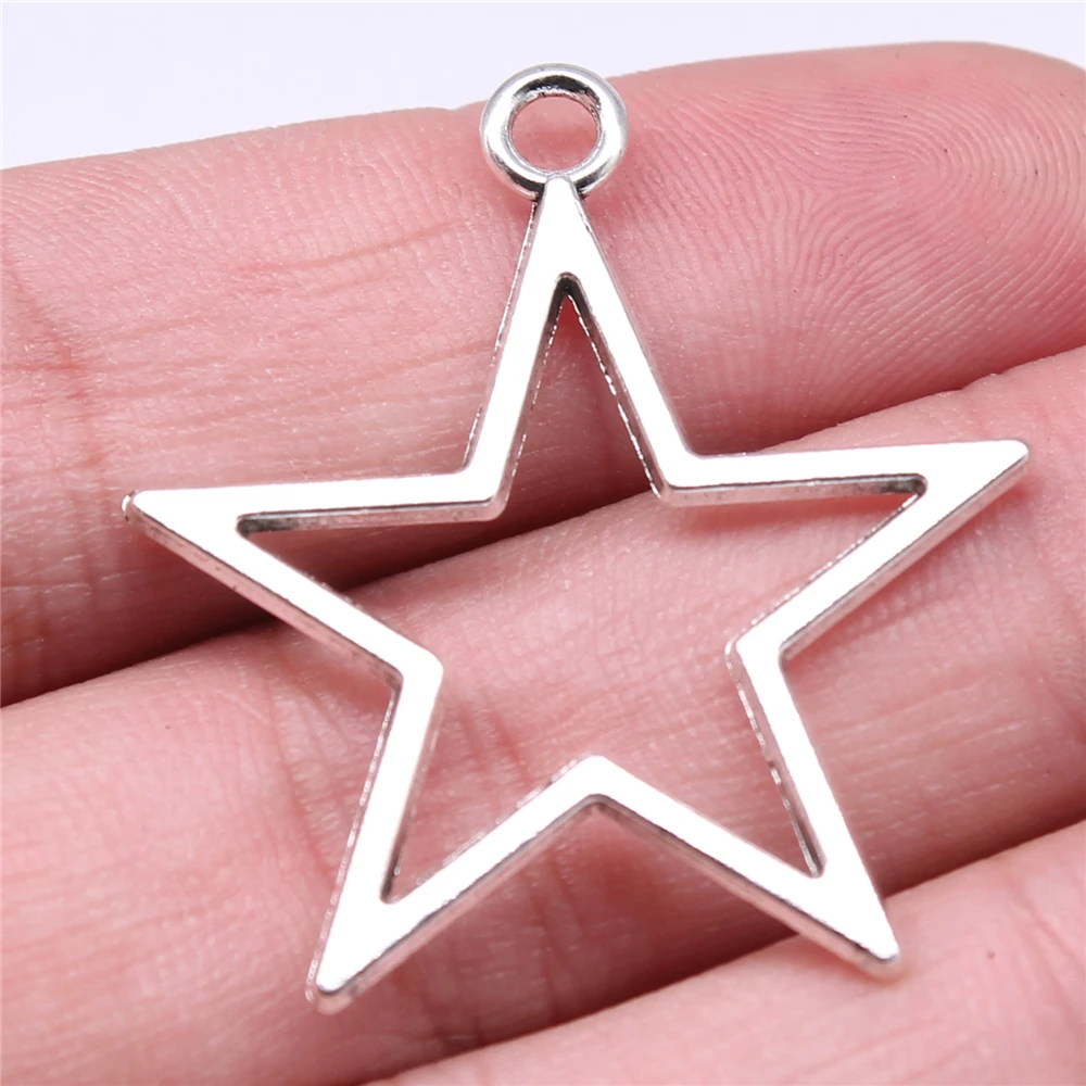 

100pcs Charms Wholesale 36x33mm Hollow Star Charms Wholesale DIY Jewelry Findings Antique Silver Color Alloy Charms Wholesale