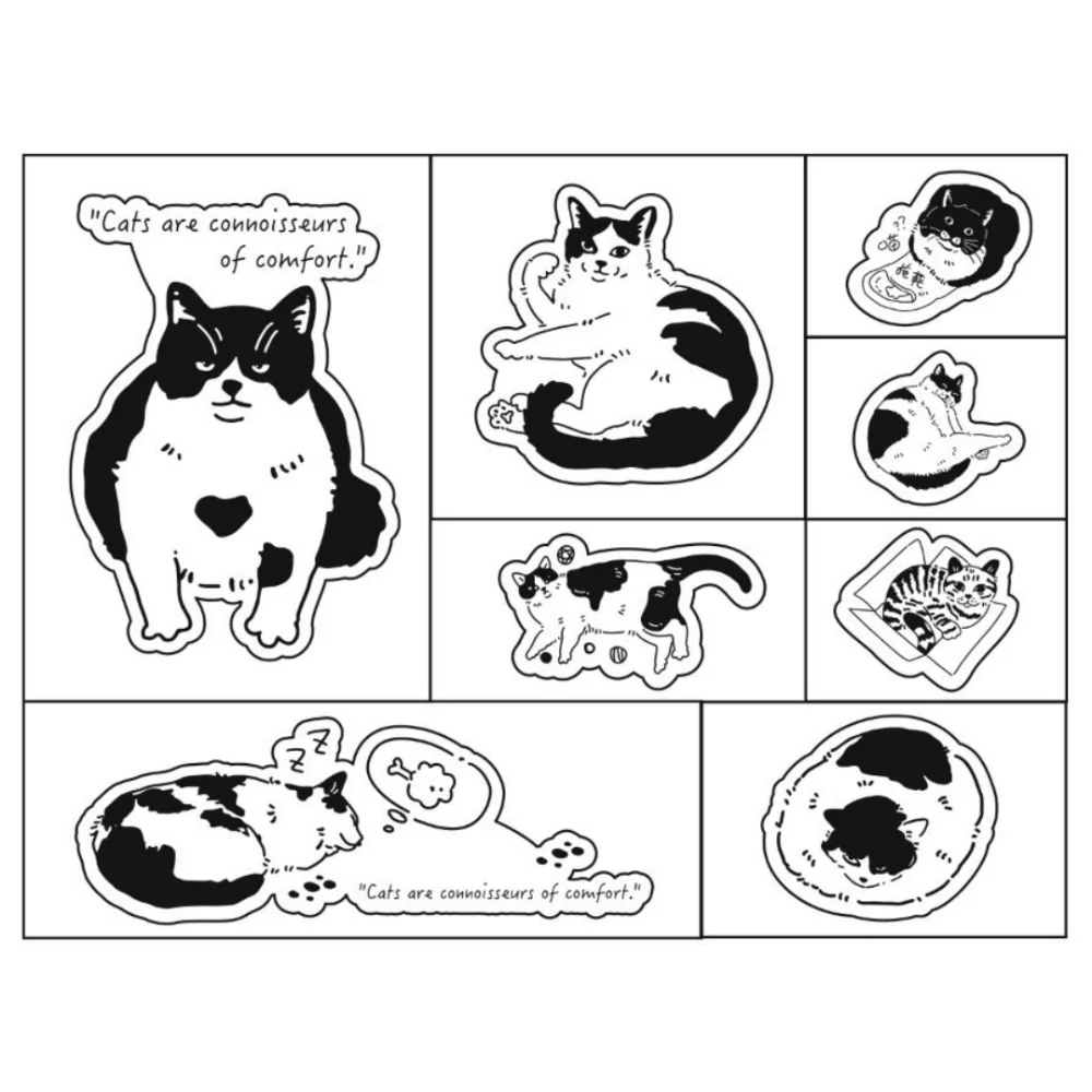 8개입 신형 나무 스탬프 세트 DIY 공예 만화 고양이 손으로 조각한 스탬프 문구류 스크랩북 스탬프 어린이용