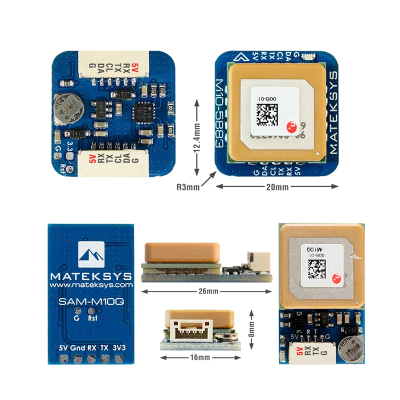 MATEK Mateksys GNSS U-blox M10Q/ M10Q-5883 4-9V GPS z wbudowanym kompasem magnetycznym/indikatorem prędkości wiatru