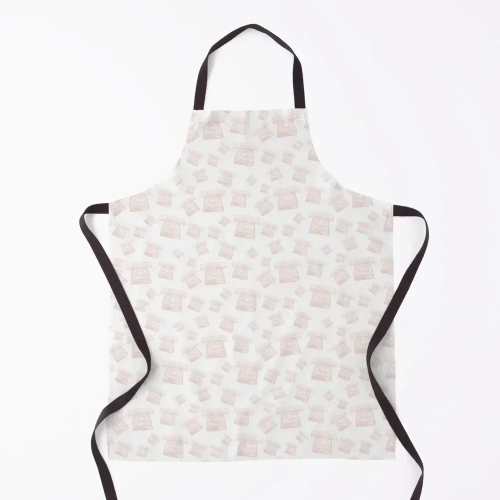 

Pink Retro Phones - White Apron christmas kitchen christmas kitchen cloths Waiter Uniforms Korean Apron