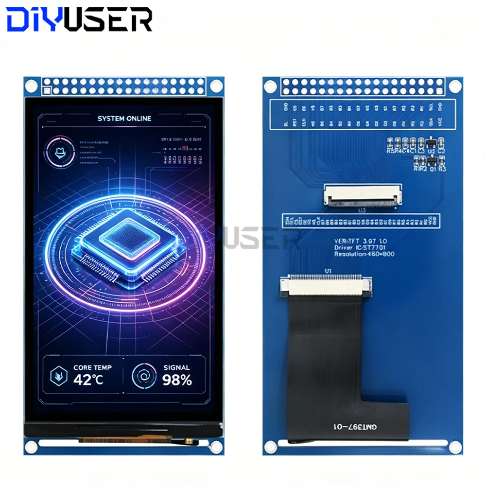 DIYUSER 3.97-inch TFT LCD Display 480x800 Resolution ST7701 Driver IC RGB Interface IPS Color Screen Module
