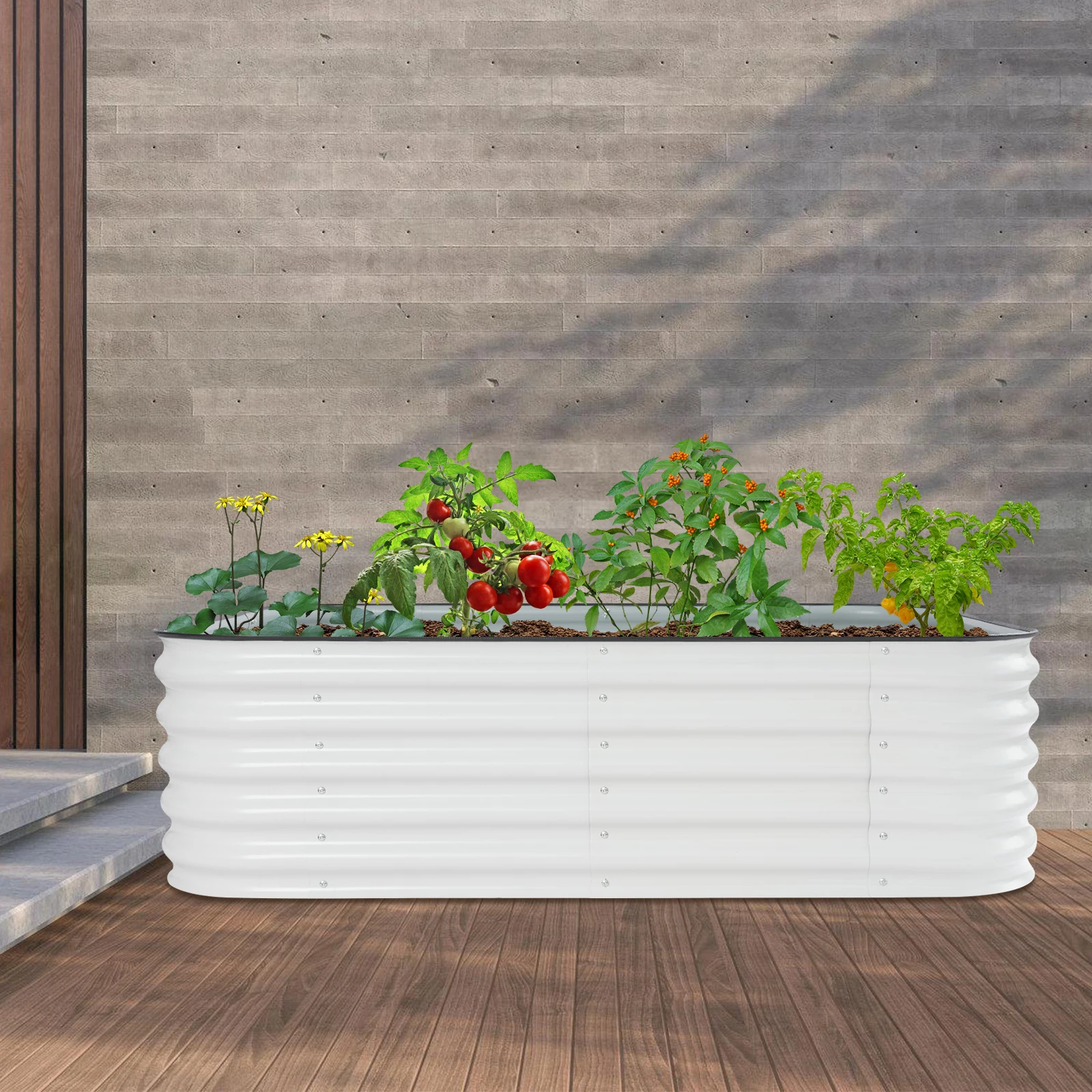 Outdoor-Hochbeet-Set 195x60x43cm für Gemüse, Blumen, Obst und Kräuter - Pflanzkasten-Set – Detail 6