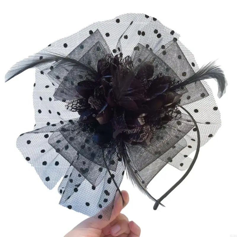 MXMB Elegant Wedding Fascinators Headband with Flower Pillbox Hat for Makeup Party for Wedding Party