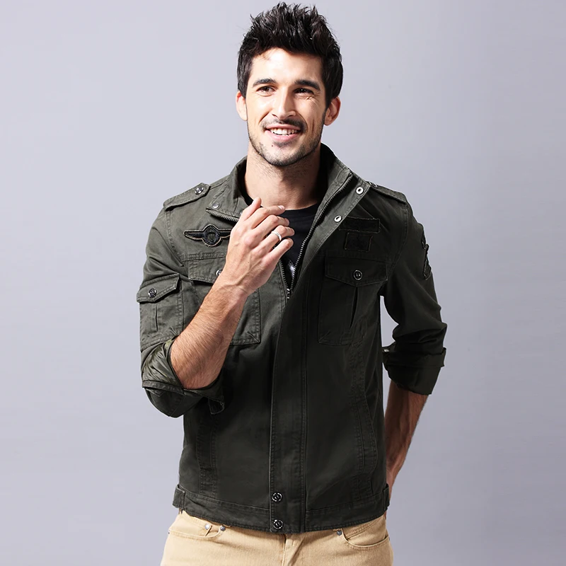 

Men's Casual Loose Fit Pilot Jaet with Fce Multi-ket Camouflage Workwear Large Size Outerwear Coat