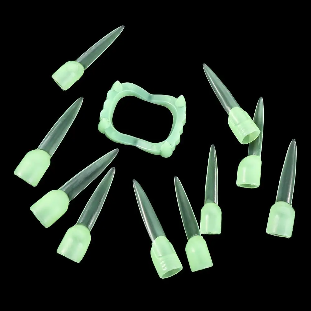 

Забавные светящиеся в темноте накладные зубы: креативные светящиеся клыки для Хэллоуина, защита для пальцев на День всех святых