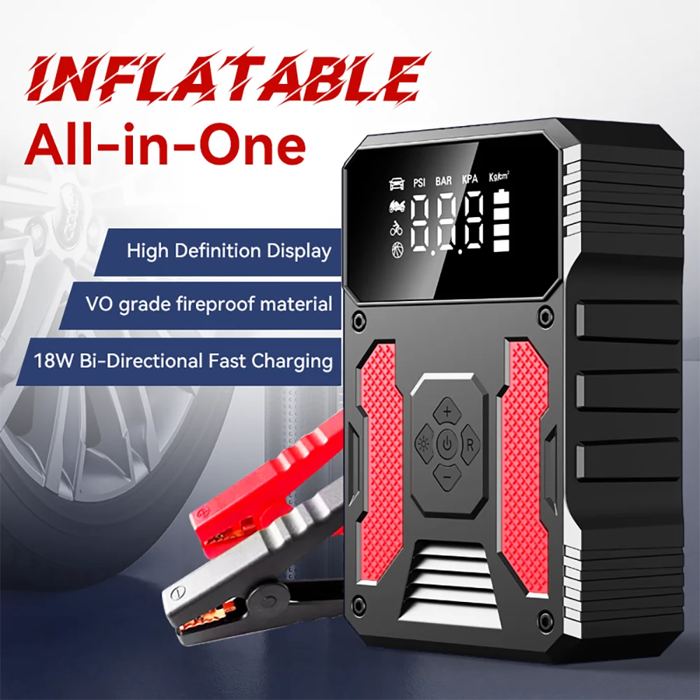 12V Portable Car Jump Starter Air Pump Auto Battery Booster Charger Car Emergency Booster Power Bank Starting Device