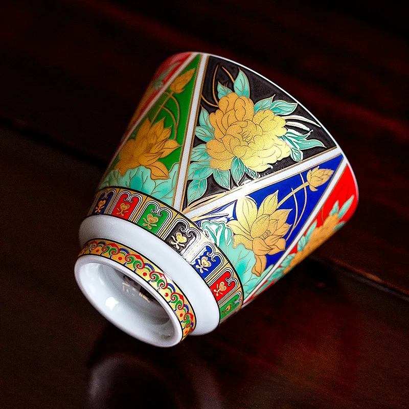 Enamel Painted Master Tea Cup Tall for Kung Fu Tea Tasting Premium Light Luxury Imperial Style Gift for Home Office Chinese tea