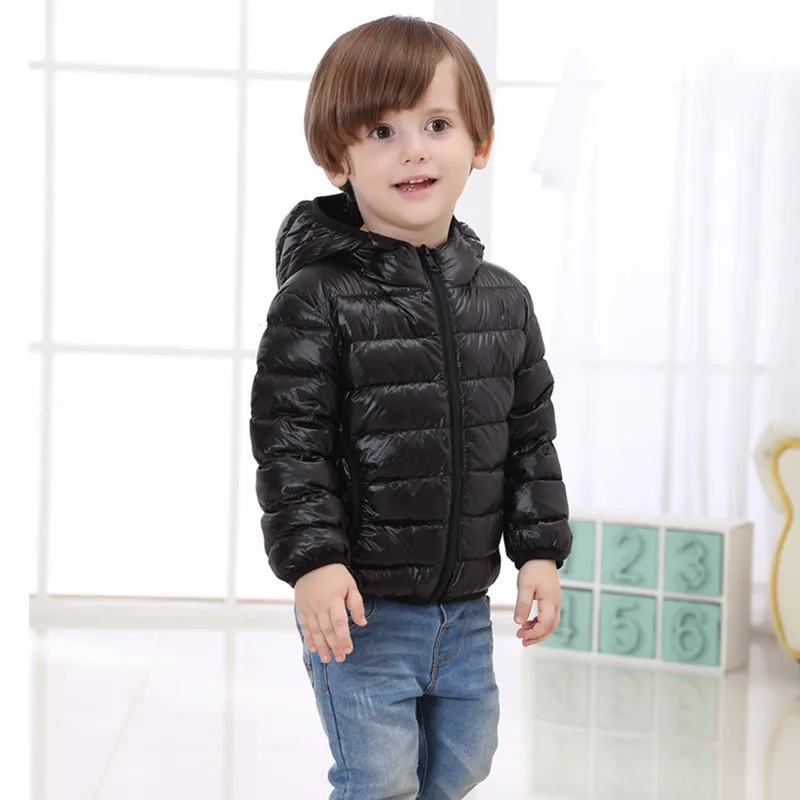 Chaquetas de plumón de pato con capucha para niños, abrigo de plumas ultraligero, portátil, de 0 a 10 °C, novedad de invierno, 2024