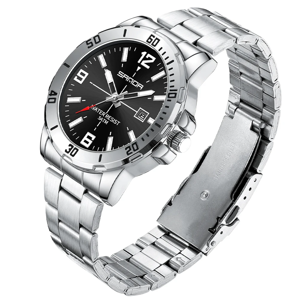 

Fashion Casual Mens Business Watch Waterproof Luxury Stainless Steel Strap Men Wristwatch Calendar analog Quartz Watches For Man