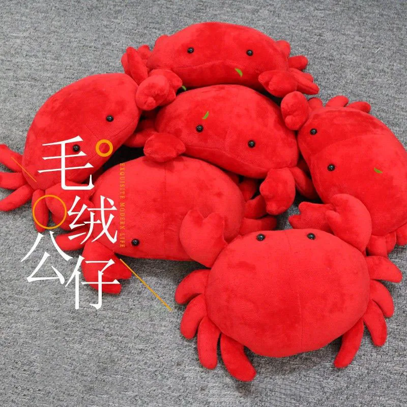 Simulated Animal Red Fiddler Crab Sea Ocean Plush Toy Stuffed Doll Cartoon Aquarium Marine Park Model Park Boy Girl Friend Gift