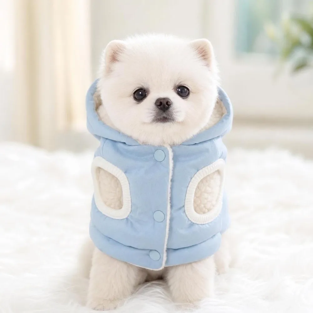 Fashion Winter Dog Warm Clothes Windproof Lining Dog Hiking Jacket Thickened Cute Ears Dog Vest Coat Cat
