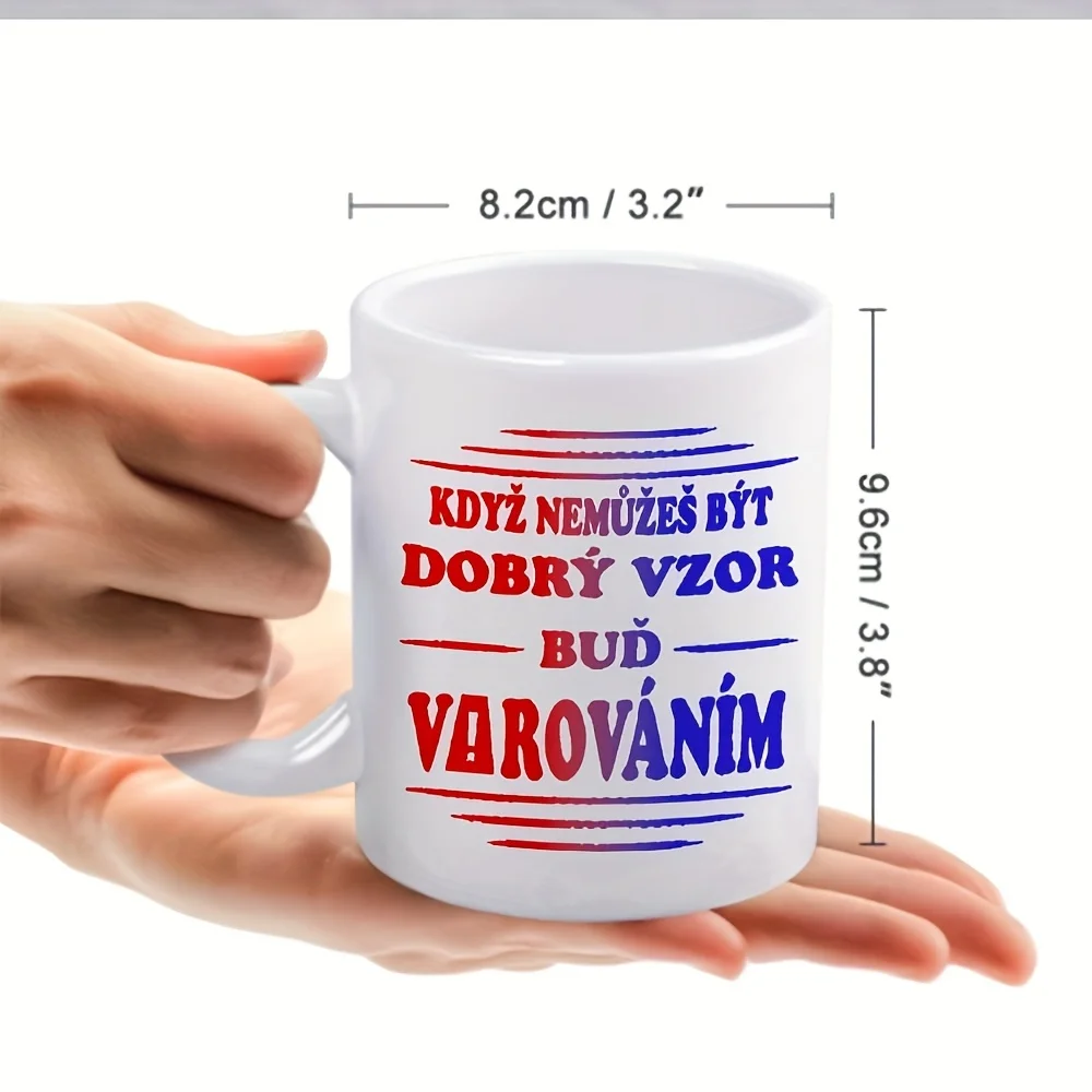 1pc,Czech, text Coffee Mug, 11oz Ceramic Coffee Cups, Water Cups, Summer Winter Drinkware, Birthday Gifts,