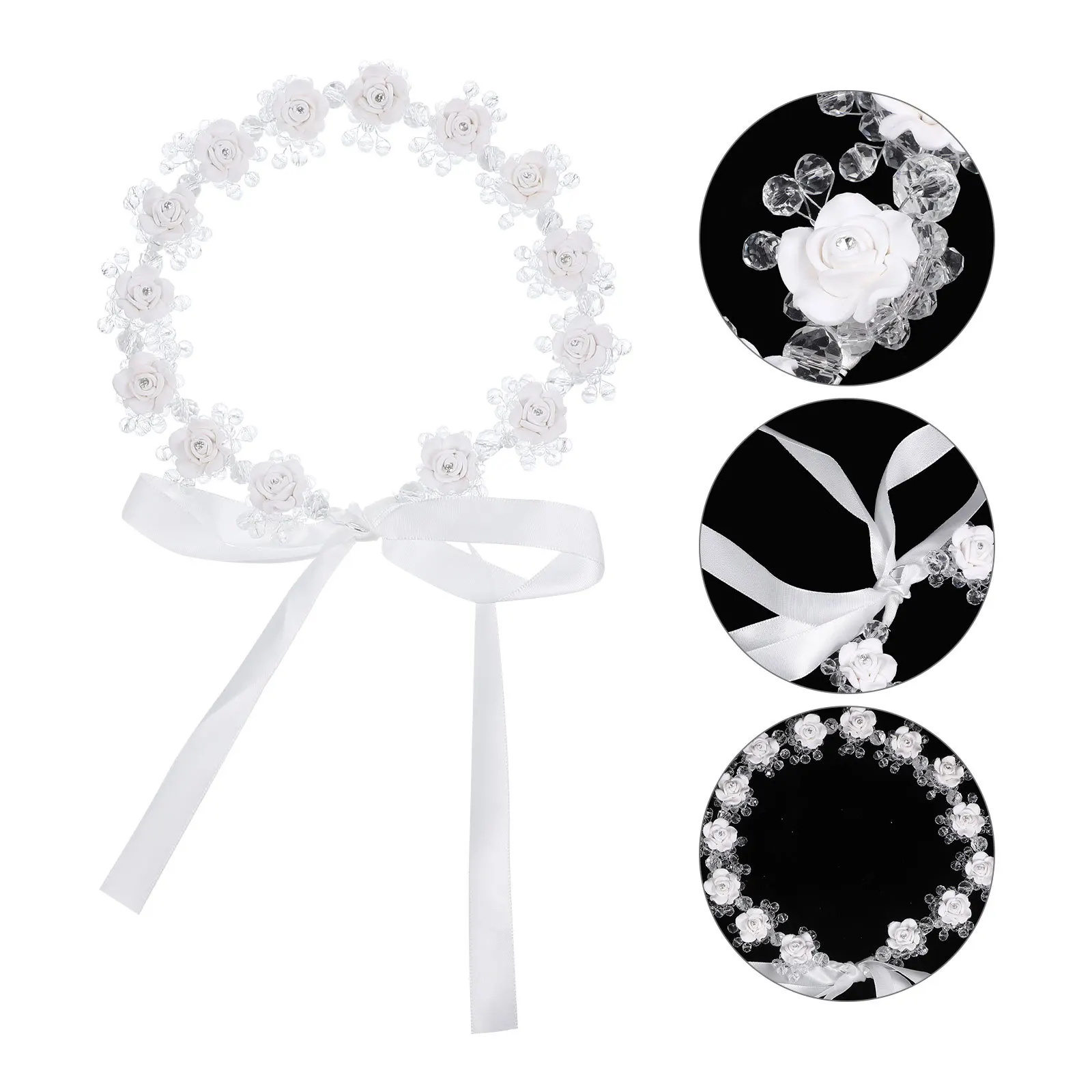 

Crystal Ceramic Flower Headband Elegant Bridal Hairpiece For Wedding Prom Party Women Fashion Hair Accessories