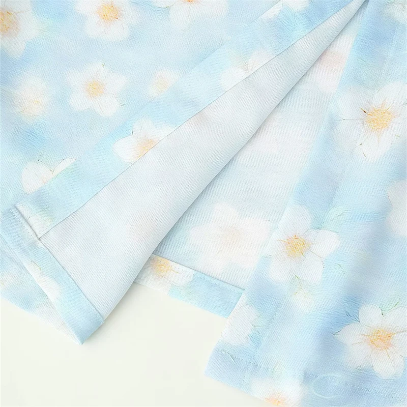 Keanketian outono novo estilo de férias feminino único breasted manga comprida em camadas com decote em v vestido de impressão floral saia longa