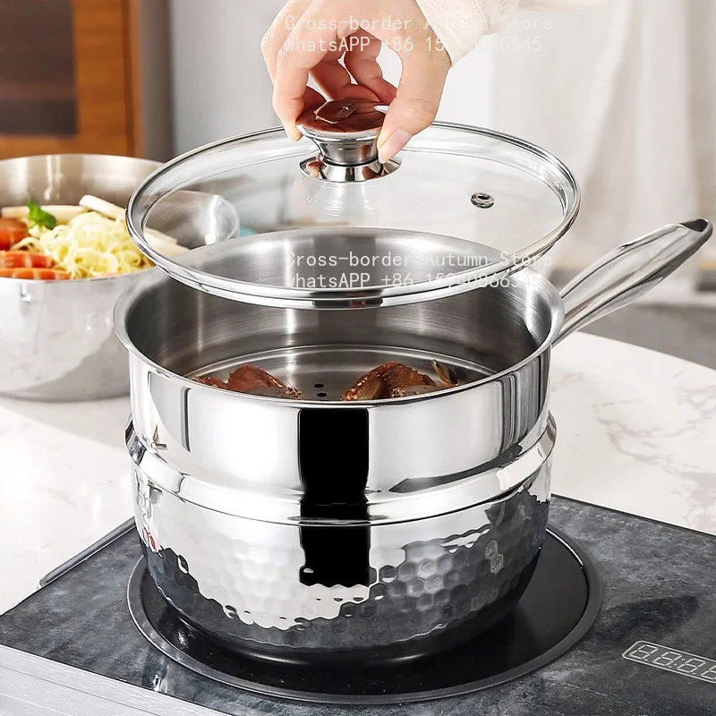 Thickened steamer, stainless steel small milk pot steamer, household small cage drawer multi-function