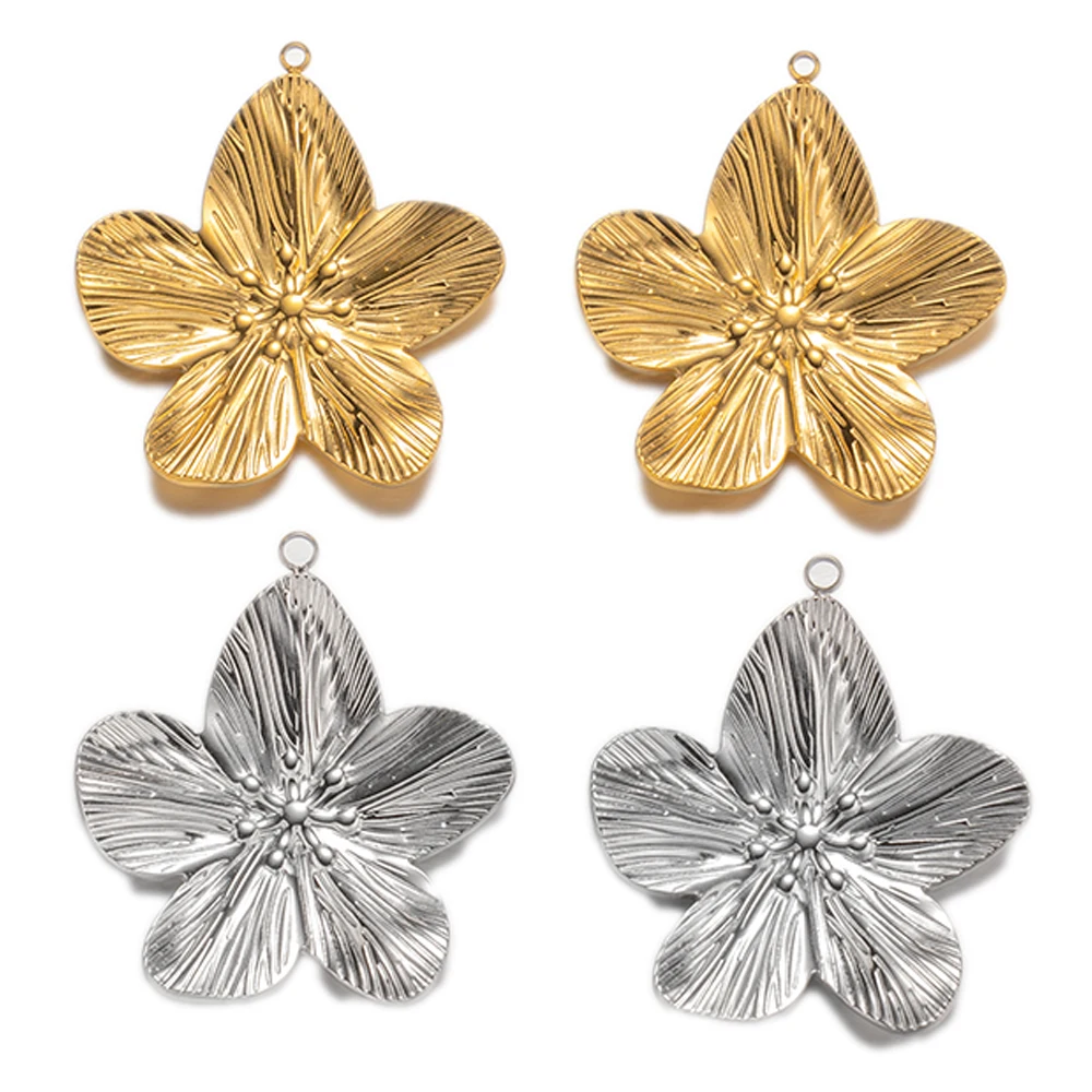 

5PCS/Lot Stainless Steel Gold Flower Pendants For DIY Handmade Earrings Necklaces Jewelry Making Findings Accessories Crafts