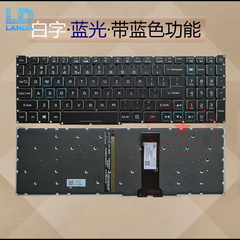 Laptop Replacement Keyboard for Nitro 5 AN517-52 AN515-54 N18I3 Durable Ergonomic Keycap Design Easy Installation Full-size Layo
