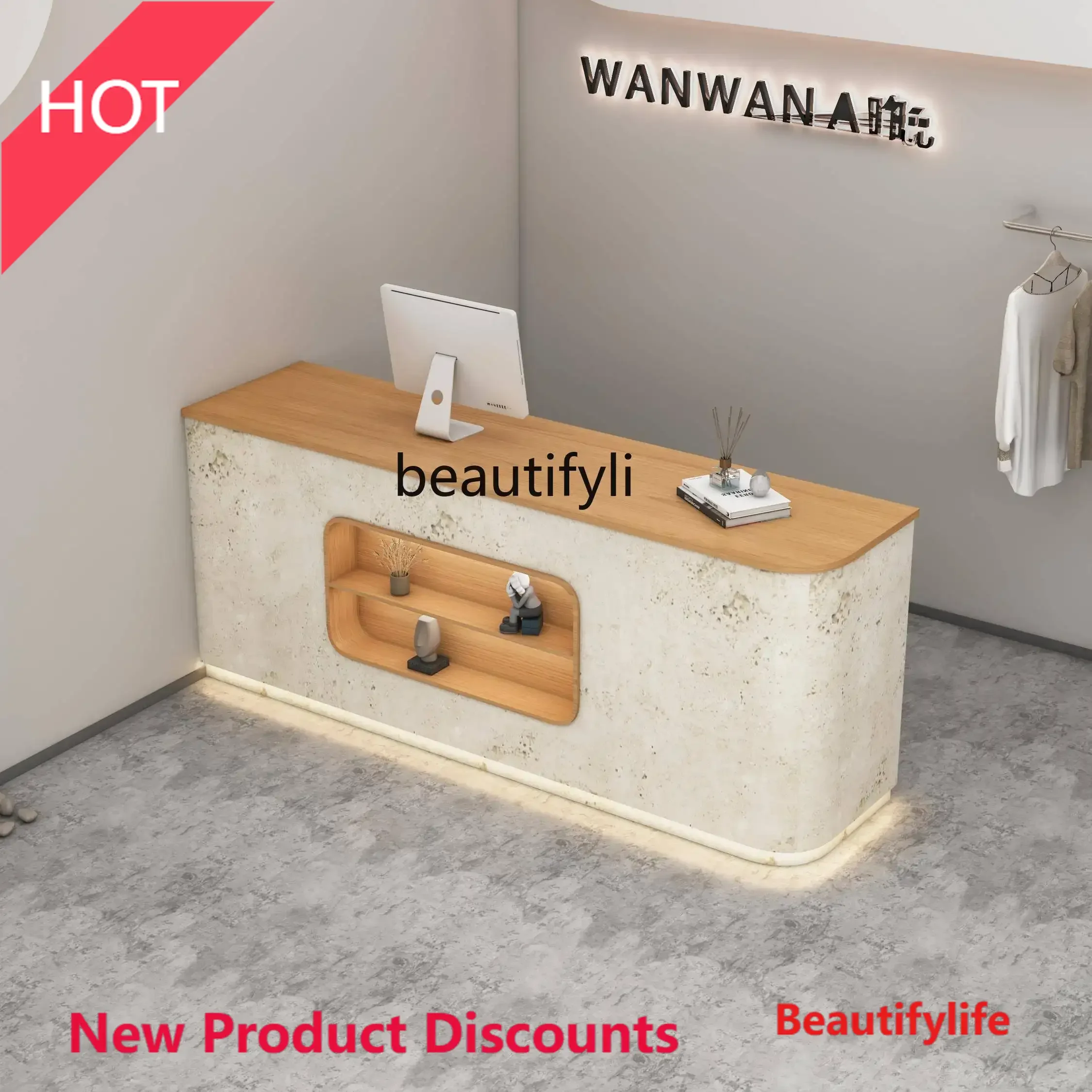 JJ45 ss L178Clothing store checkout page Simple modern store Small paint reception desk Beauty salon front desk