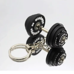 3D barbell keychain for men key ring sports key chain key holder creative portachiavi chaveiro llaveros hombre bag charm