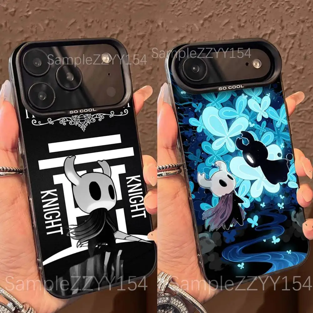 

H-Hollow Knight Game Phone Case For iPhone 17,16,15,14,13,12,X,8,Pro,Max,Plus,E,SE4,Air,Mini Black IMD Matte