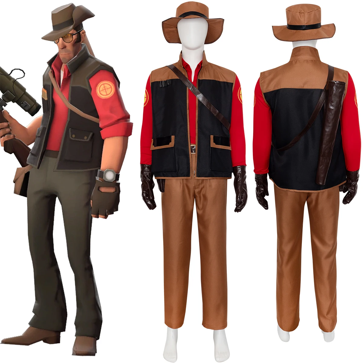 Team Fortress 2 Sniper Cosplay Costume Game Mick Mundy Mr. Mundy Outfit Clothing Halloween Theme Party