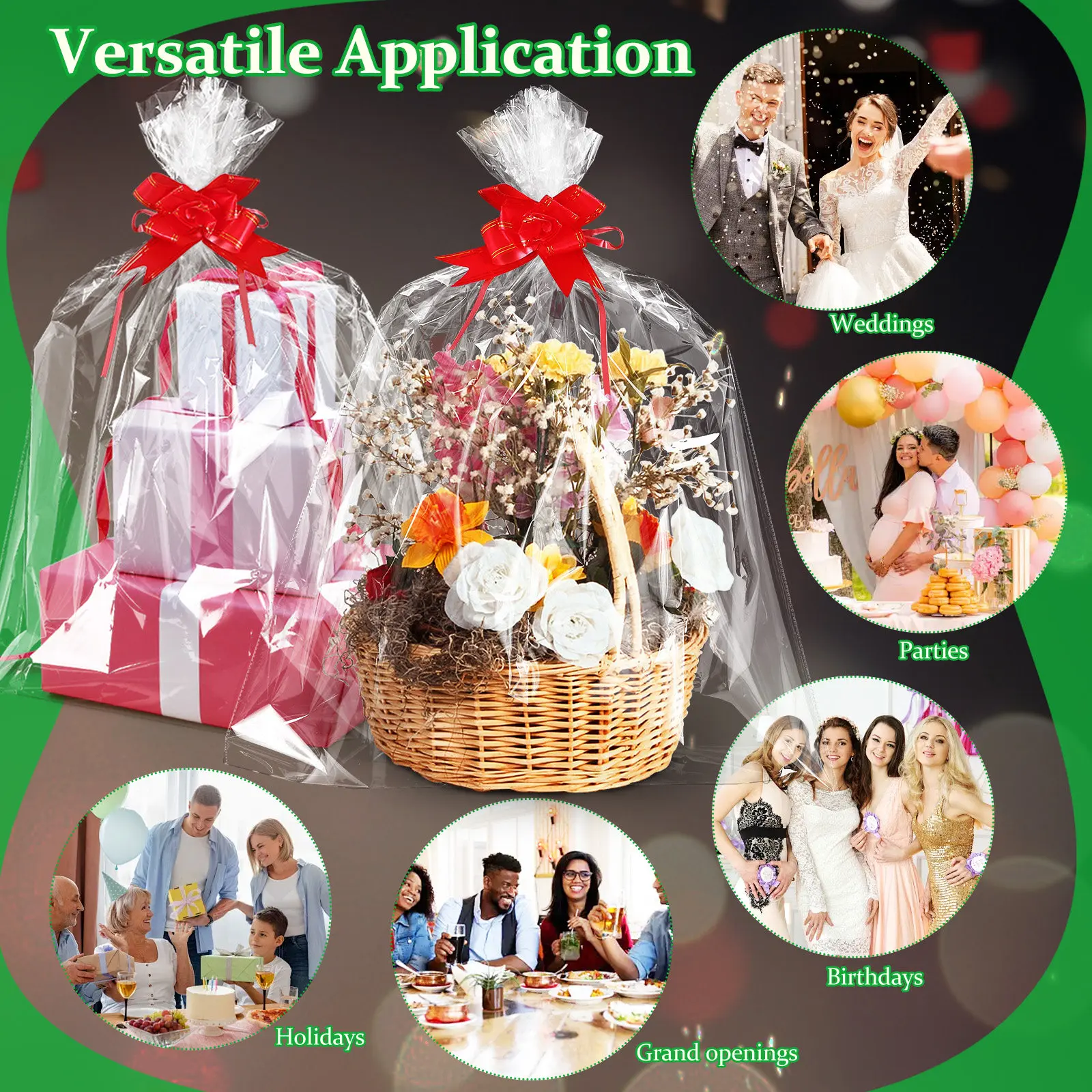 5Pcs Extra Large Cellophane Ba - Cellophane Wrap Clear 评论和价格