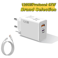 120W Charger USB Type C Fast Charging Wall Charger PD Adapter For iPhone 15 Pro Samsung  Xiaomi Huawei EU/US Plug Travel Charger