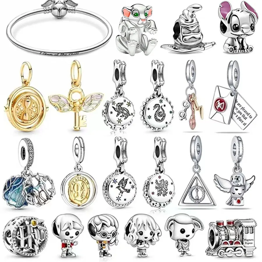 Abalorios con diseño de Mickey Little Harry 2026, plata de ley 925, compatibles con pulseras Pandora originales, joyería de moda para mujer