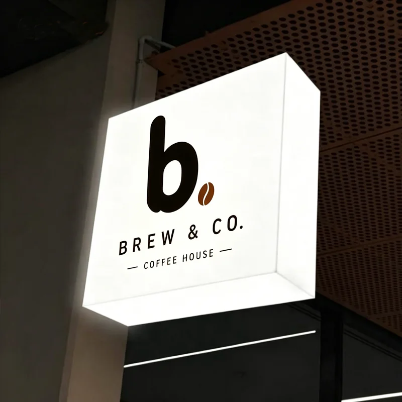 Custom Acrylic LED Light Box Sign For Bar Coffee Shop Business Signboard Advertising Lightbox 3D Logo Sign