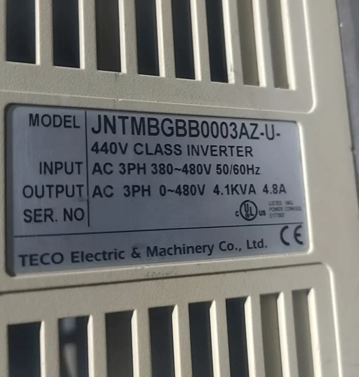 Used frequency converter, JNTMBGBB0003AZ-U-  2.2 kw 380V, normal function