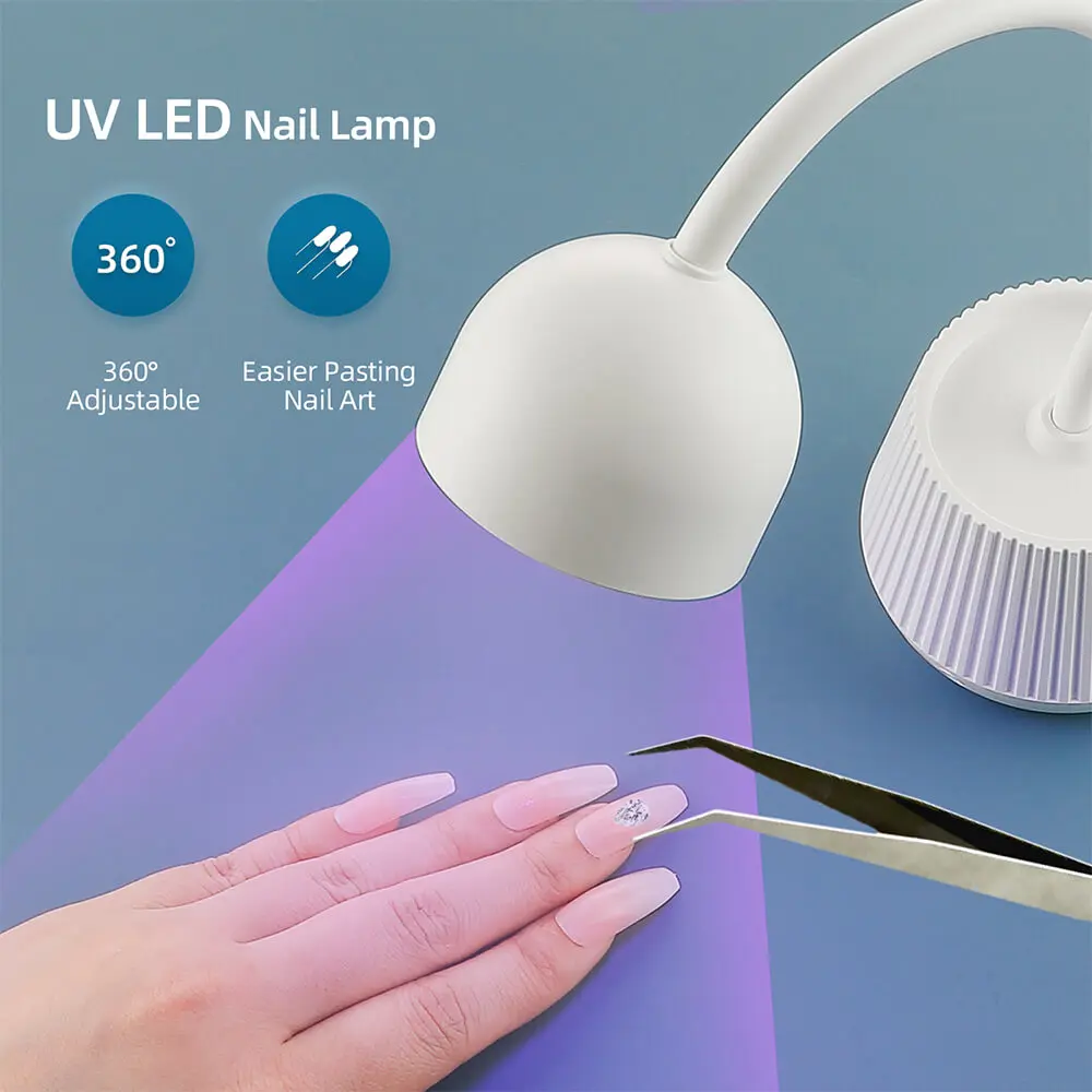 Lampe de séchage d'ongles UV/LED 24W, haute puissance, séchage rapide des perles, durée de vie élevée 360 °, Tube réglable, main libre, 8 pièces