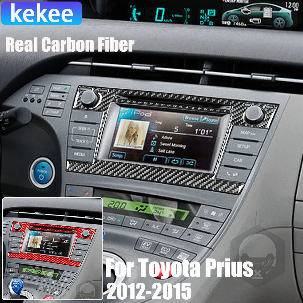 

Real Carbon Fiber Car Accessories Infotainment Screen Trim Cover Soft Sticker For Toyota Prius XW30/ZVW30 2012 2013 2014 2015