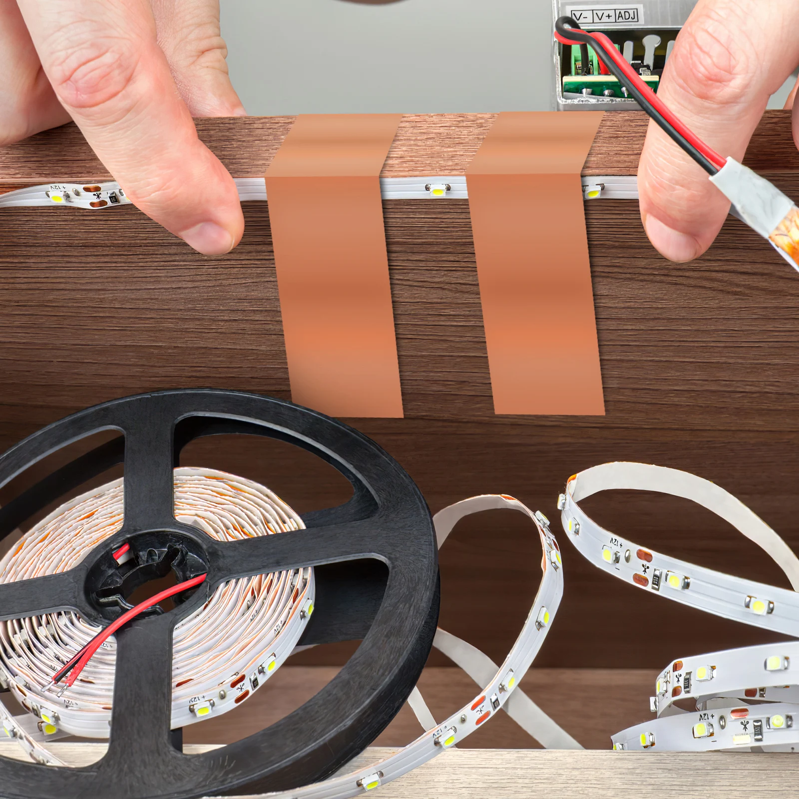 

2 Rolls Copper Foil Tapes Double-Sided Conductive Strong Adhesion Shielding Repair Tapes For Electrical Diy Crafts Decor Auto