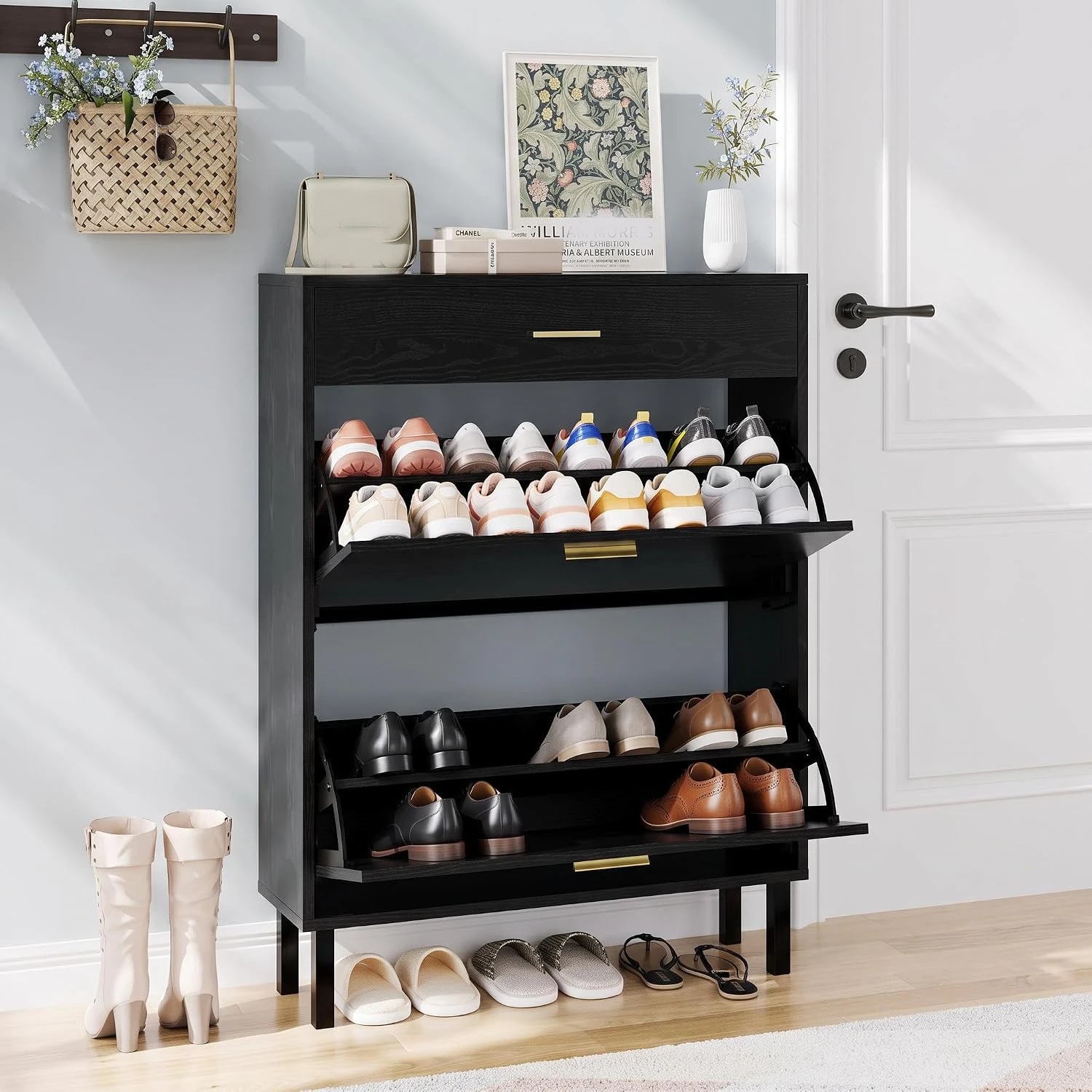 Shoe Rack Cabinet Narrow Entryway - Narrow Shoe Cabinet Storage for Entryway,