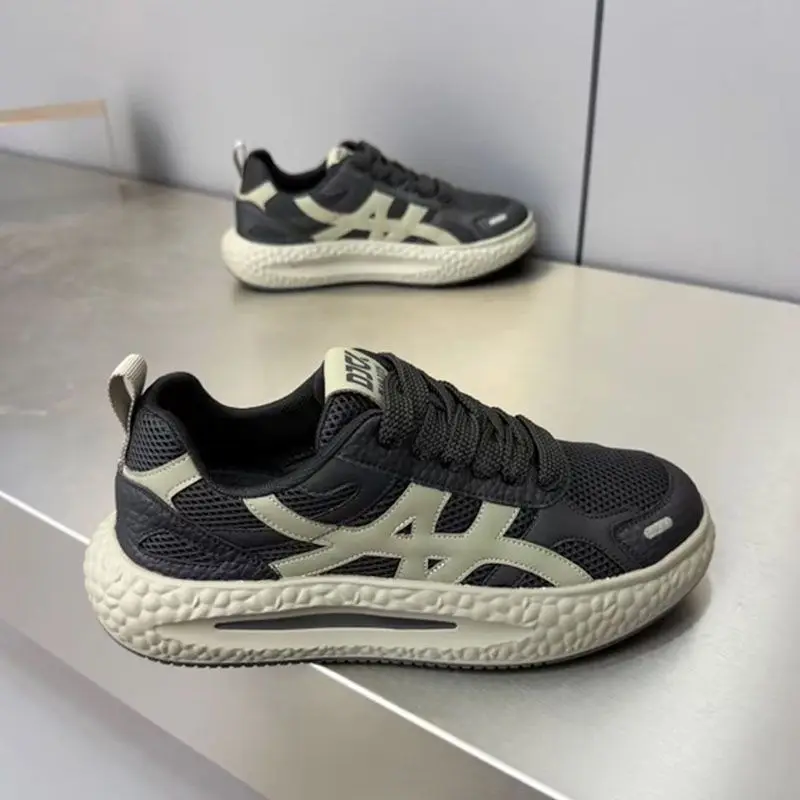Men's Summer Fashion Sneakers Breathable Mesh Lightweight Soft Bottom Heightening Casual Board Shoes AG De Train Lightweight