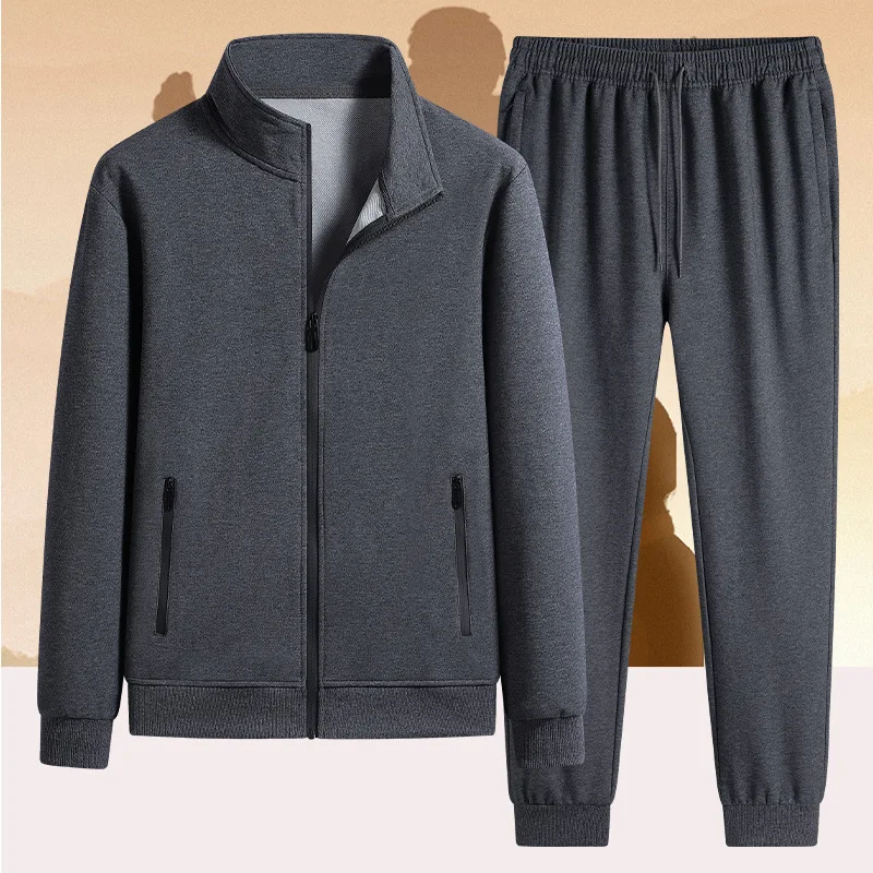 

Men's Cotton Fabric Suit with Added Insulation And Thickness Pullover Two-Piece Set for Spring Autumn Winter Casual Sports Wear