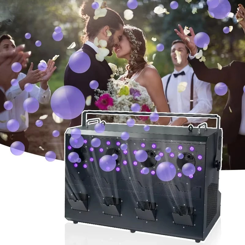 4 Head 1500W RGBW LED DMX Remote Control LED Smoke Fog Bubble Machine for Outdoor Christmas Wedding Party